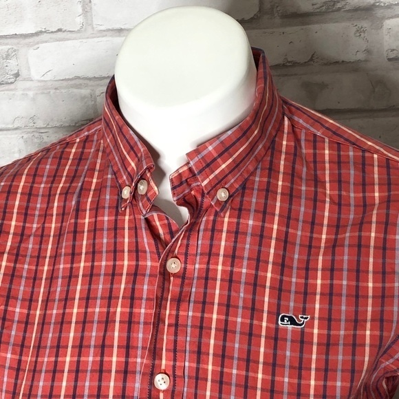 Vineyard Vines red checkered whale shirt, medium - Picture 3 of 6